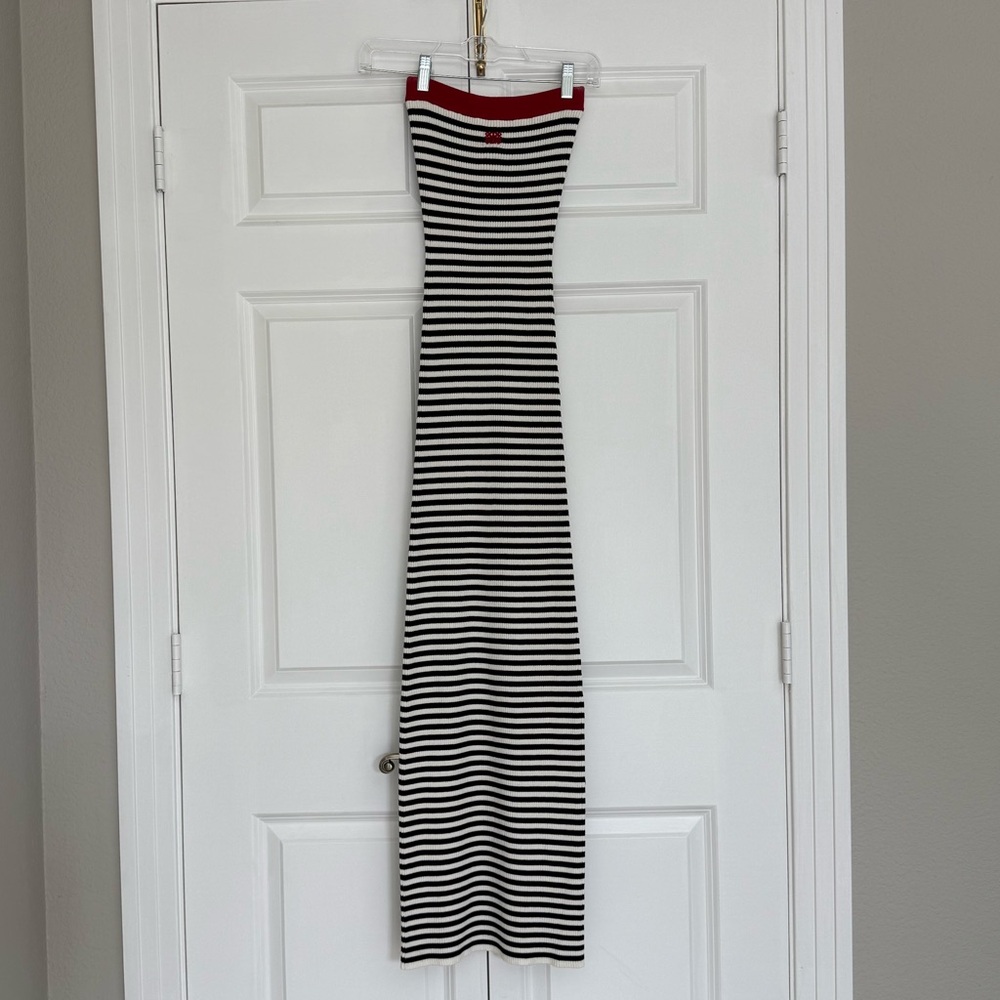 De Rococo Strapless Maxi Striped Ribbed Dress, Size XS - Picture 5 of 7